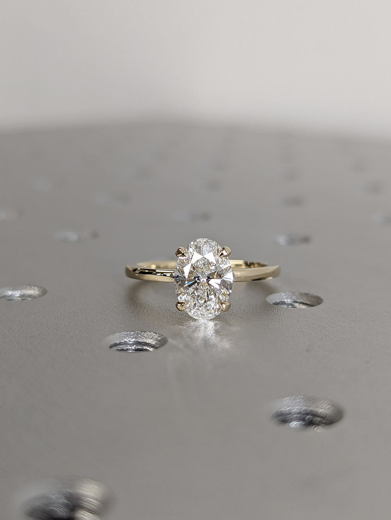 Oval cut Solitaire F Color VS1 Lab Diamond Wedding Ring: Available in 14K Gold, 18K Gold or Platinum