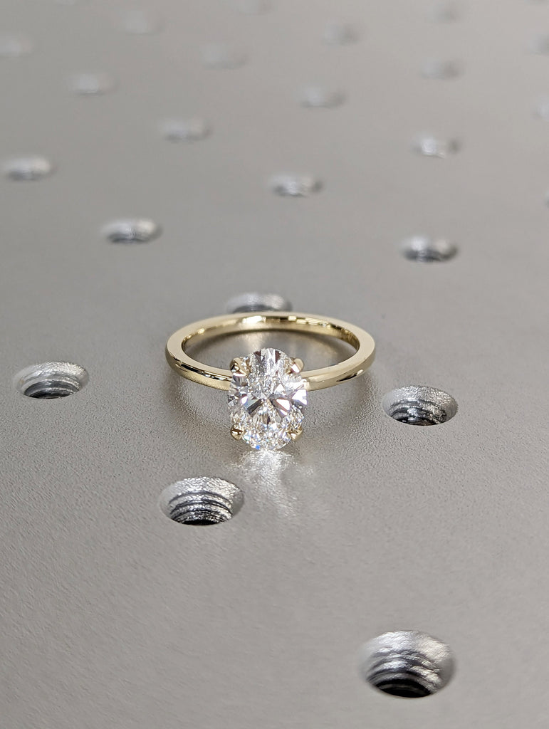 Oval cut Solitaire F Color VS1 Lab Diamond Wedding Ring: Available in 14K Gold, 18K Gold or Platinum