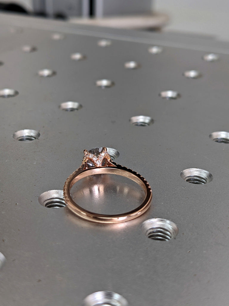 Salt and pepper engagement ring round cut vintage engagement ring prong set ring diamond ring rose gold anniversary ring