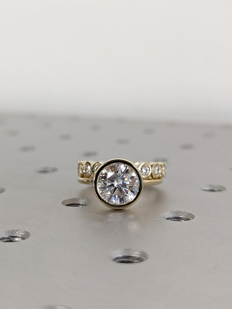 3 Carat Round Bezel Solitaire Ring Brilliant Cut Lab Diamond Engagement Ring Dainty Promise Bezel Ring Solitaire Bezel Ring image #6