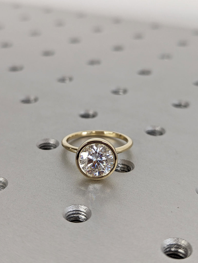 3 Carat Round Bezel Solitaire Ring Brilliant Cut Lab Diamond Engagement Ring Dainty Promise Bezel Ring Solitaire Bezel Ring image #4