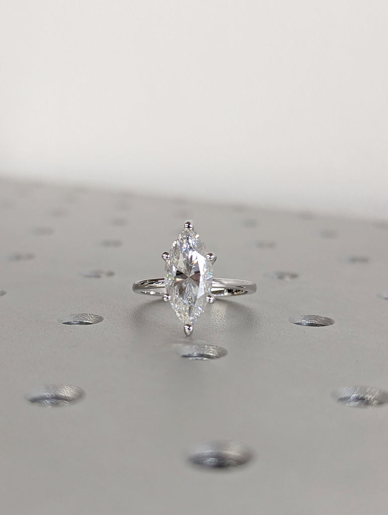 3 Carat Marquise Engagement Ring, Marquise Moissanite Solitaire Engagement Ring, Wedding Ring, Anniversary Ring 14K Solid Real White Gold