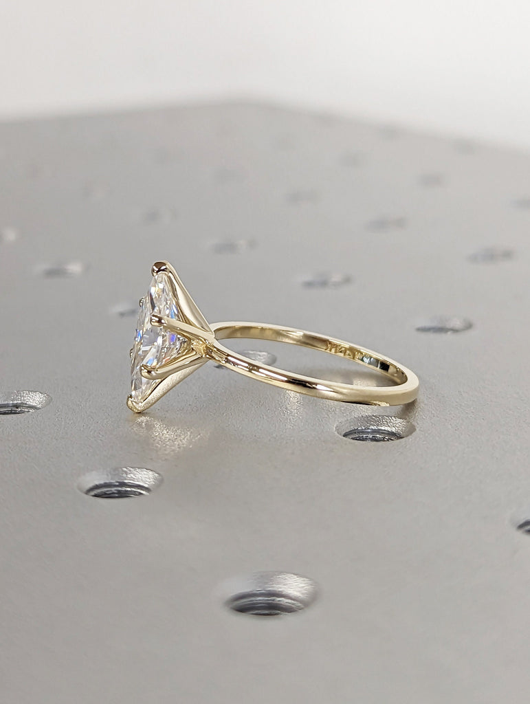 2 Carat Marquise Engagement Ring, Marquise Moissanite Solitaire Engagement Ring, Wedding Ring, Anniversary Ring, 14K Solid Real Yellow Gold image #3
