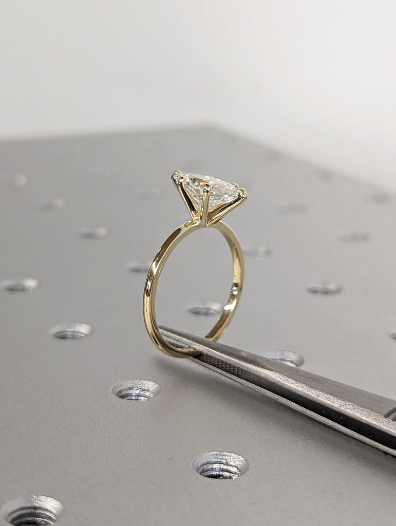 2 Carat Marquise Engagement Ring, Marquise Moissanite Solitaire Engagement Ring, Wedding Ring, Anniversary Ring, 14K Solid Real Yellow Gold image #5