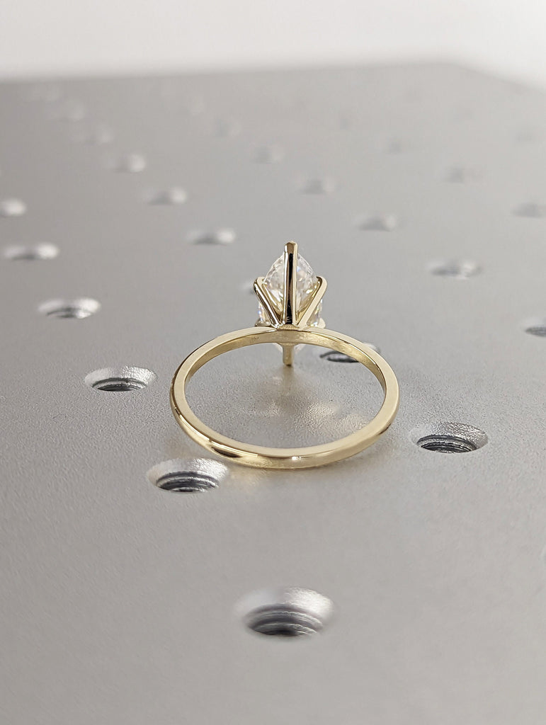 2 Carat Marquise Engagement Ring, Marquise Moissanite Solitaire Engagement Ring, Wedding Ring, Anniversary Ring, 14K Solid Real Yellow Gold image #4