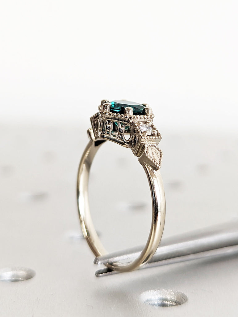 Emerald ring vintage emerald engagement ring 14k gold ring gift unique antique wedding promise anniversary ring for her simple promise ring image #6