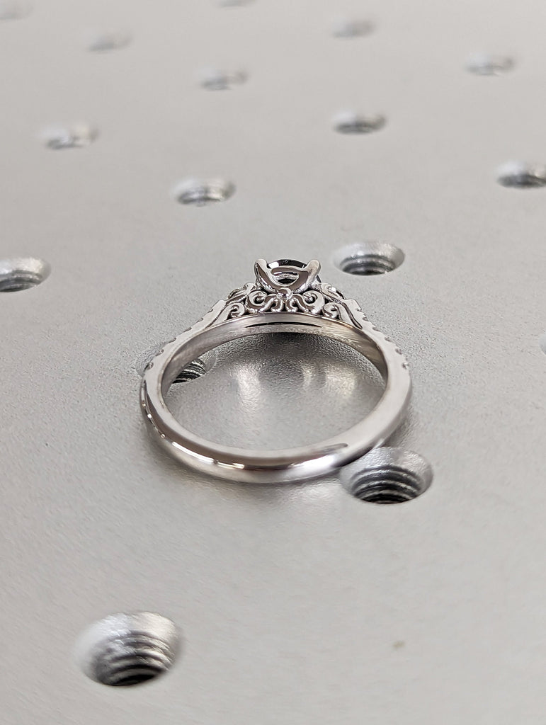 Salt and pepper engagement ring round cut vintage engagement ring prong set ring diamond ring anniversary white gold image #4