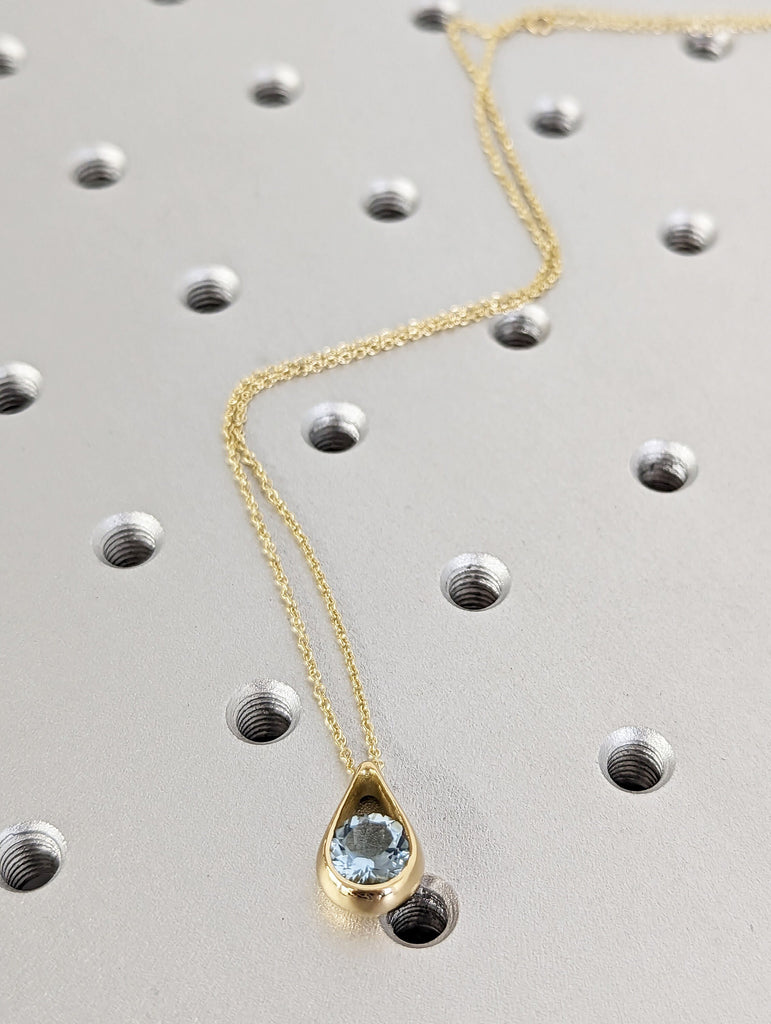 Personalized Aquamarine Necklace, Bridesmaid Necklace, March Birthstone Necklace, Gift for Her, Aquamarine Jewelry, Lab Aquamarine Pendant