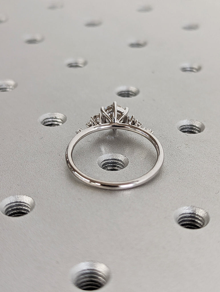 Round moissanite ring vintage moissanite engagement ring white gold unique snowdrift 6 prong engagement ring diamond wedding ring for women