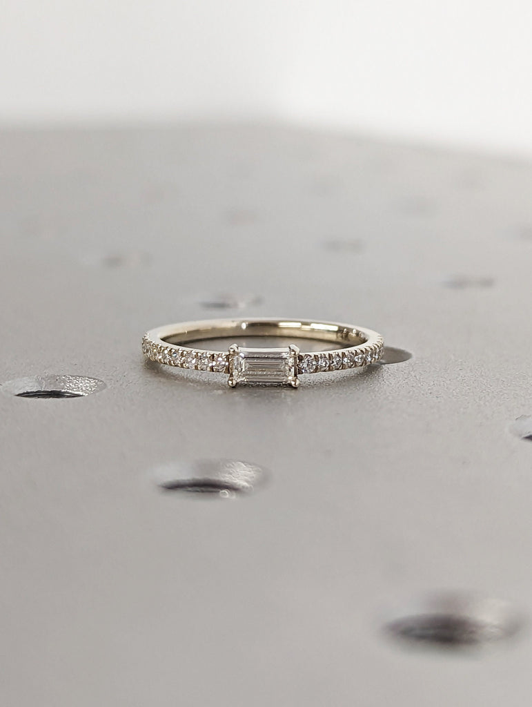 Dainty Baguette Diamond Ring • Gold Wedding Band • Minimalist Eternity Ring • Perfect Stacking Rings • Anniversary Gift for Her • Bridesmaid