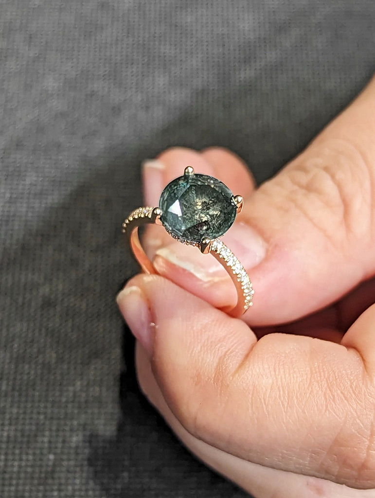 3ct Classic Round Salt and Pepper Diamond engagement ring , 3ct Diamond Ring, 4 Prong Round Wedding Ring, Simple Promise Ring, Hidden Halo image #5