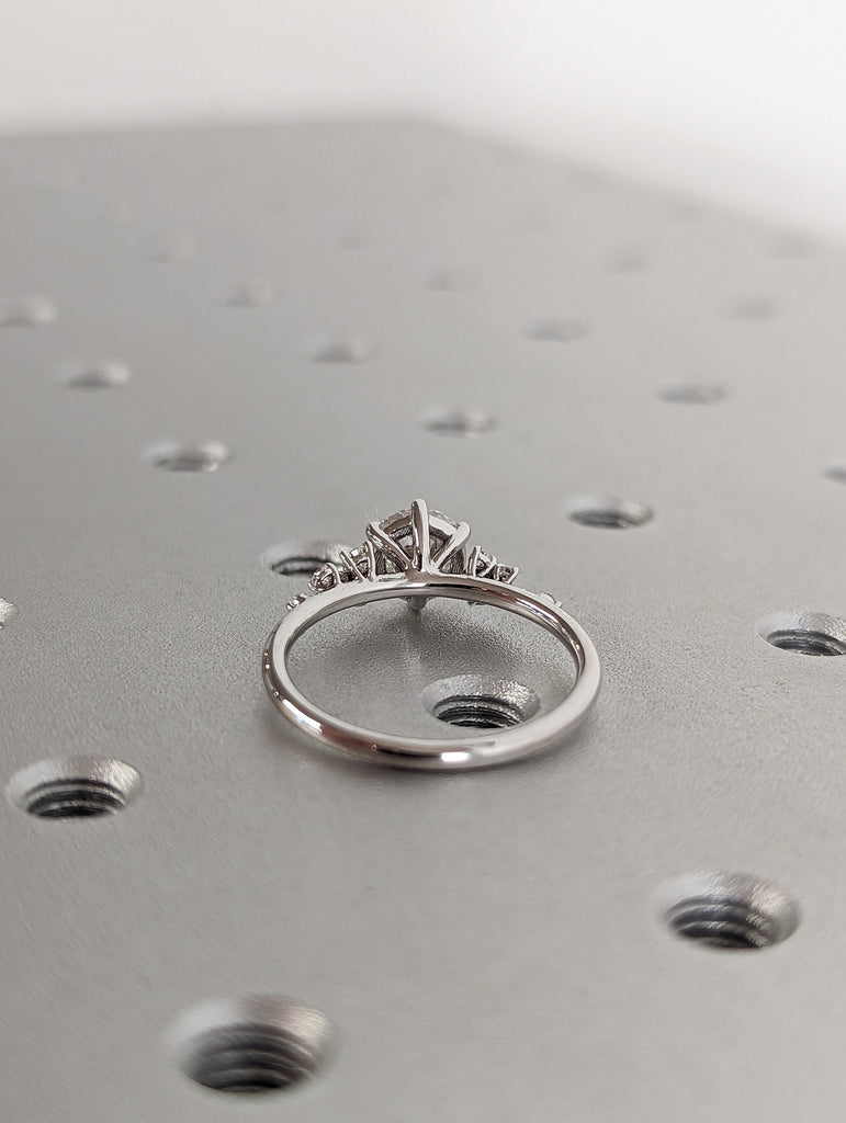 Round lab diamond ring vintage diamond engagement ring white gold unique snowdrift 6 prong engagement ring diamond wedding ring for women image #5