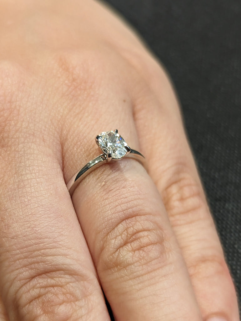0.75ct Oval Lab Diamond, 14k White Gold Engagement Ring | Solitaire Wedding Ring | White Gold Lab Diamond Ring