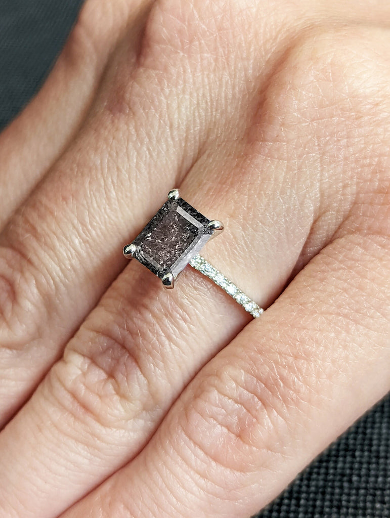 Vintage salt and pepper diamond engagement ring white gold engagement ring diamond eternity ring wedding Bridal Anniversary promise ring image #1