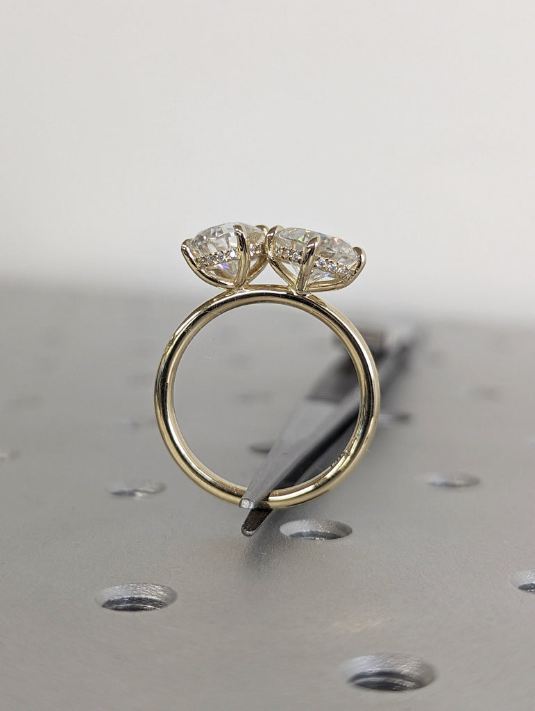2.5 Carat Double Stone Engagement Ring Two Pear Cut Moissanite Two Stone Wedding Ring 14K/18K White Yellow Rose Black Gold Tot Et Moi Ring image #1