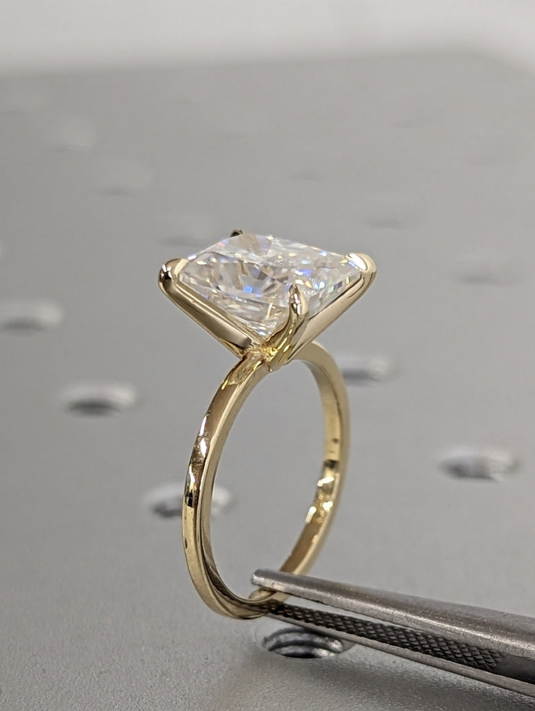 3ct Radiant Cut Moissanite Gold Engagement Proposal Ring