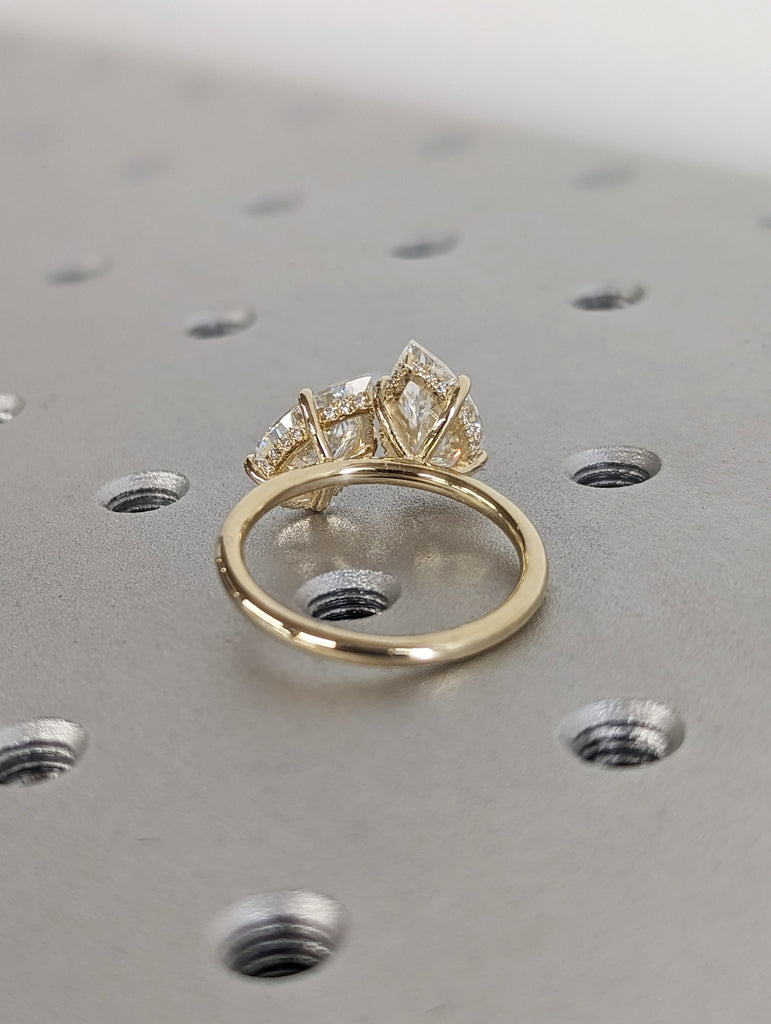 2.5 Carat Double Stone Engagement Ring Two Pear Cut Moissanite Two Stone Wedding Ring 14K/18K White Yellow Rose Black Gold Tot Et Moi Ring image #6