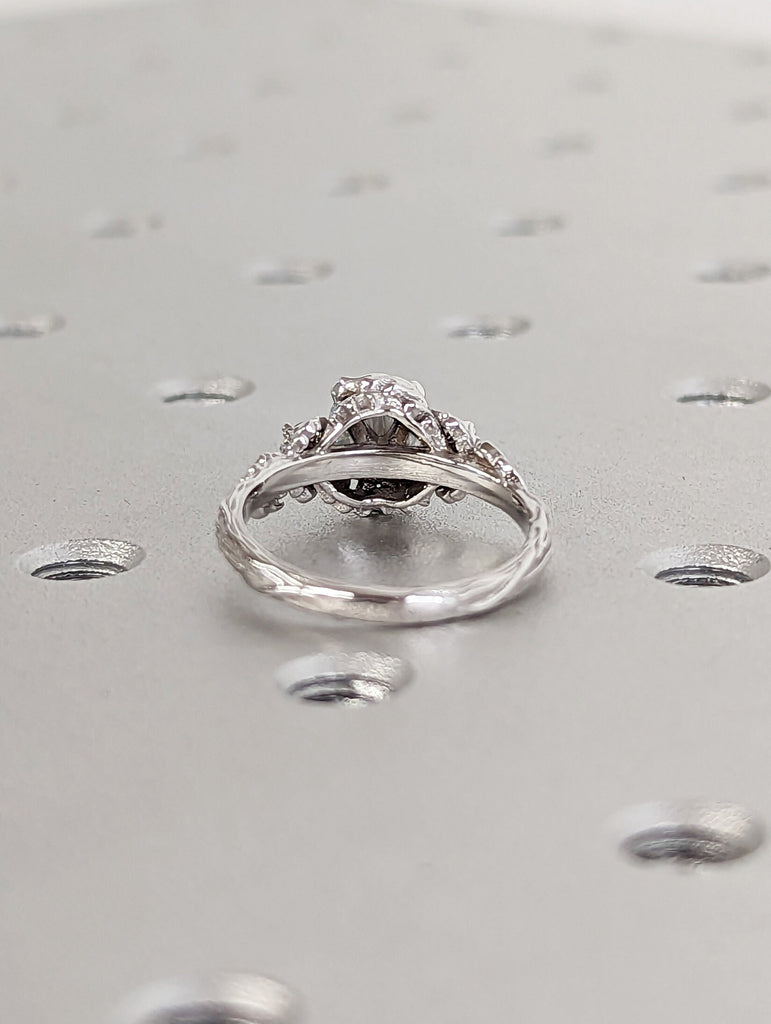 Nature inspired lab grown diamond bridal ring / Branch diamond engagement ring / Twig diamond engagement ring / Twig and Thistle Leaf Ring image #4