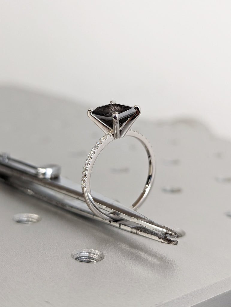 Vintage salt and pepper diamond engagement ring white gold engagement ring diamond eternity ring wedding Bridal Anniversary promise ring image #5