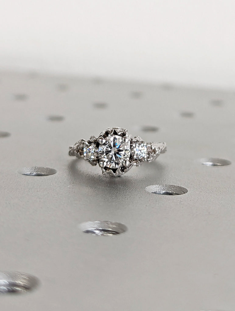Nature inspired lab grown diamond bridal ring / Branch diamond engagement ring / Twig diamond engagement ring / Twig and Thistle Leaf Ring image #2