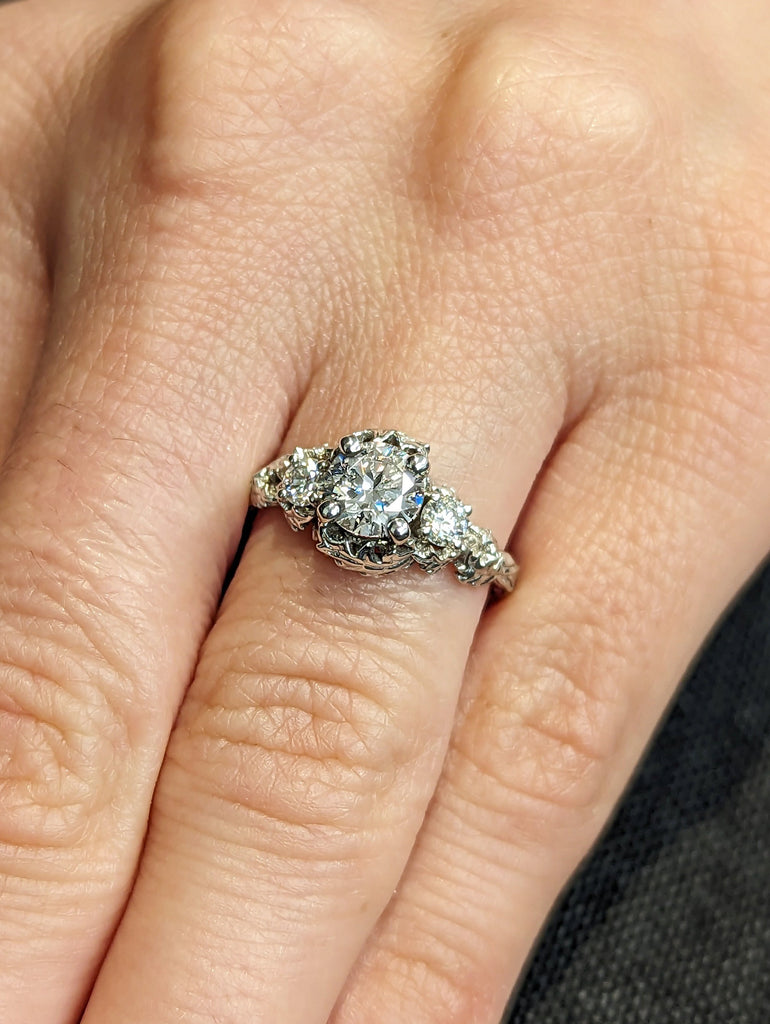 Nature inspired lab grown diamond bridal ring / Branch diamond engagement ring / Twig diamond engagement ring / Twig and Thistle Leaf Ring image #7