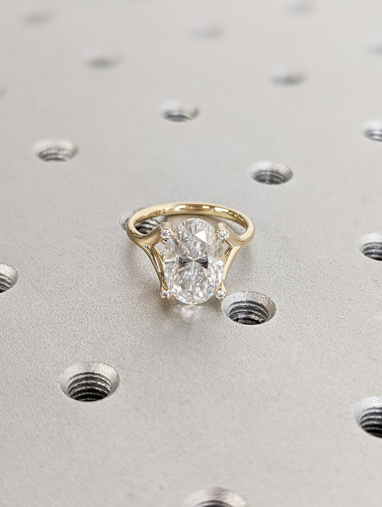 Unique 3ct Oval Lab Diamond Intertwine Basket Promise Ring | 14K Yellow Gold Split Shank Engagement Ring | Wedding Anniversary Ring for Her image #7