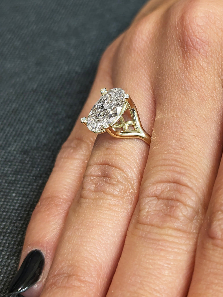 Unique 3ct Oval Lab Diamond Intertwine Basket Promise Ring | 14K Yellow Gold Split Shank Engagement Ring | Wedding Anniversary Ring for Her image #9