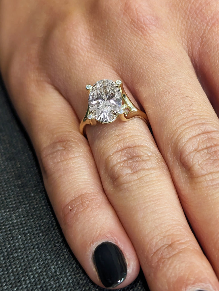 Unique 3ct Oval Lab Diamond Intertwine Basket Promise Ring | 14K Yellow Gold Split Shank Engagement Ring | Wedding Anniversary Ring for Her image #2