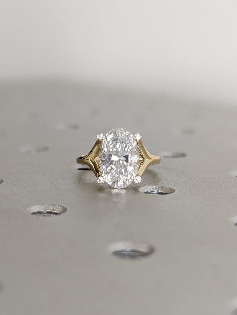 Unique 3ct Oval Lab Diamond Intertwine Basket Promise Ring | 14K Yellow Gold Split Shank Engagement Ring | Wedding Anniversary Ring for Her image #5
