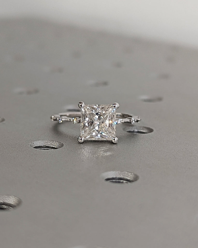 Unique Engagement Ring Princess Cut Moissanite Ring, Square Engagement Ring, Princess Square Engagement Ring, Princess Cut 2CT Moissanite