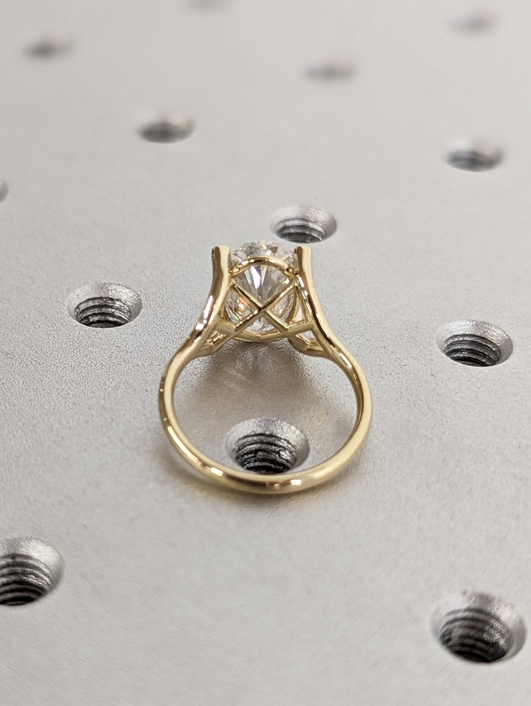 Unique 3ct Oval Lab Diamond Intertwine Basket Promise Ring | 14K Yellow Gold Split Shank Engagement Ring | Wedding Anniversary Ring for Her image #6