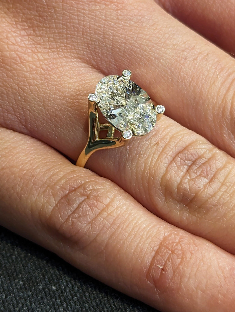 Unique 3ct Oval Lab Diamond Intertwine Basket Promise Ring | 14K Yellow Gold Split Shank Engagement Ring | Wedding Anniversary Ring for Her image #8