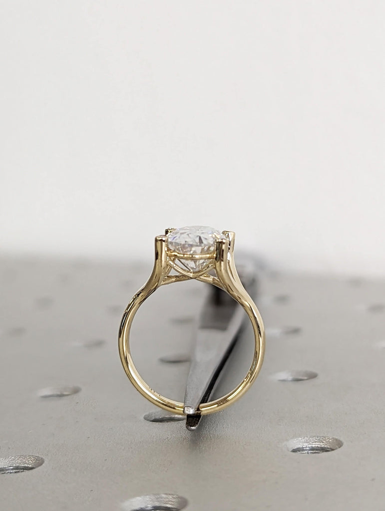 Unique 3ct Oval Lab Diamond Intertwine Basket Promise Ring | 14K Yellow Gold Split Shank Engagement Ring | Wedding Anniversary Ring for Her image #1