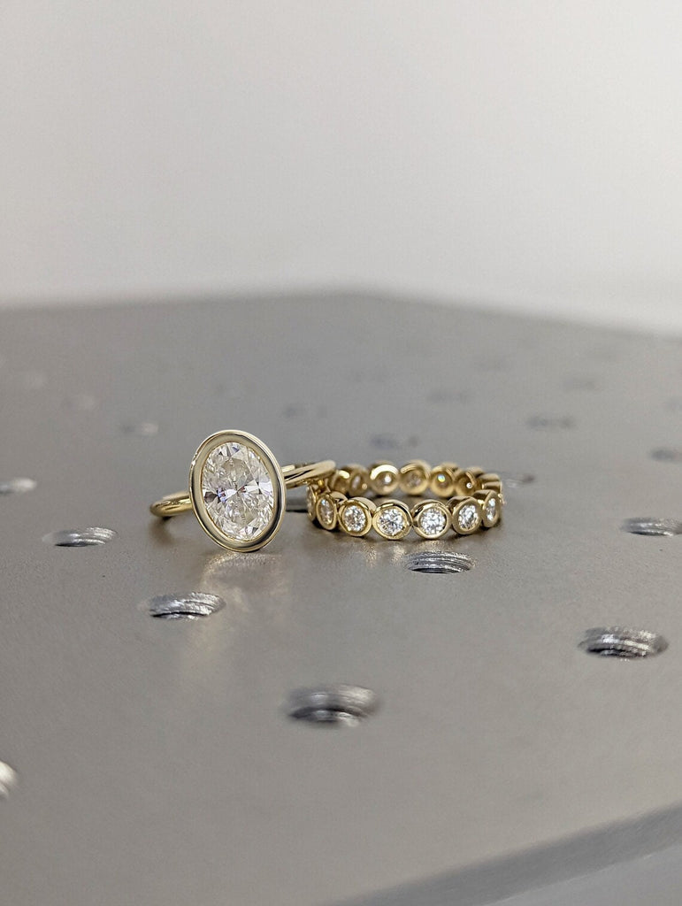 2 Carat Oval Bezel Solitaire Ring Brilliant Cut Lab Diamond Engagement Ring Dainty Promise Bezel Ring Solitaire Bezel Ring Vintage Bridal image #2