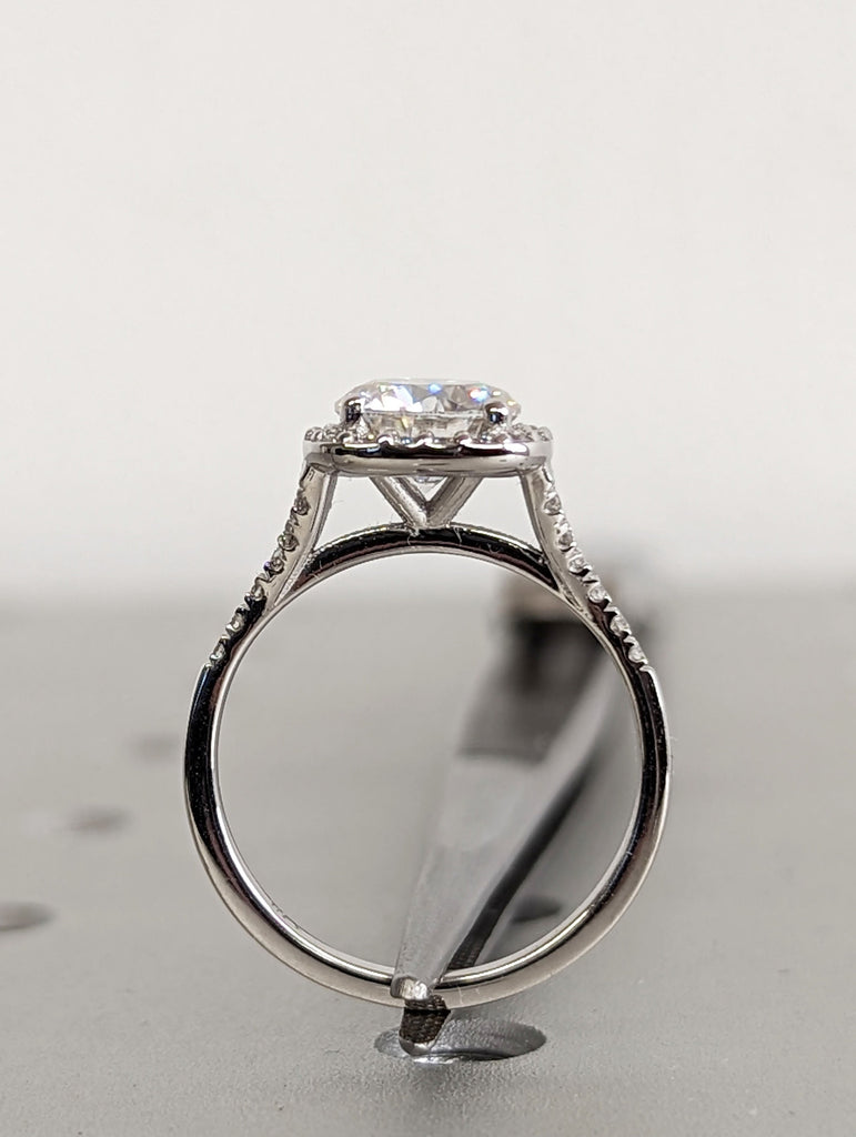 Round CVD Diamond Delicate Engagement Ring | Solid White Gold Cushion Halo Ring | Women Promise Ring image #4