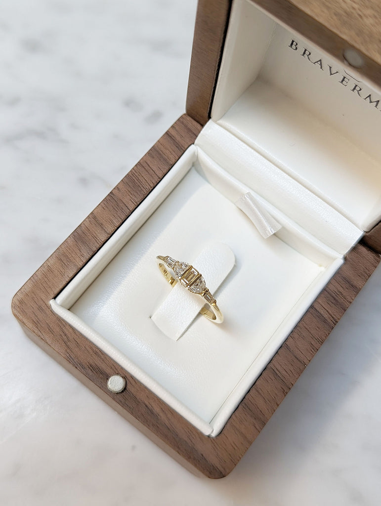 Diamond Wedding Anniversary Ring with Braverman Wooden Ring Box