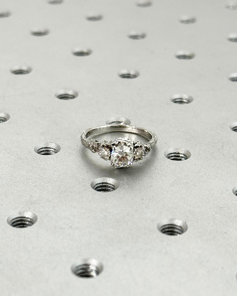 Nature inspired lab grown diamond bridal ring / Branch diamond engagement ring / Twig diamond engagement ring / Twig and Thistle Leaf Ring image #7