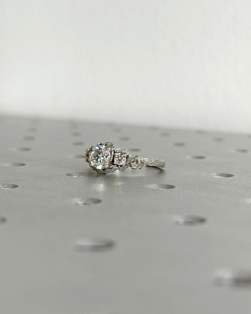 Nature inspired lab grown diamond bridal ring / Branch diamond engagement ring / Twig diamond engagement ring / Twig and Thistle Leaf Ring image #1