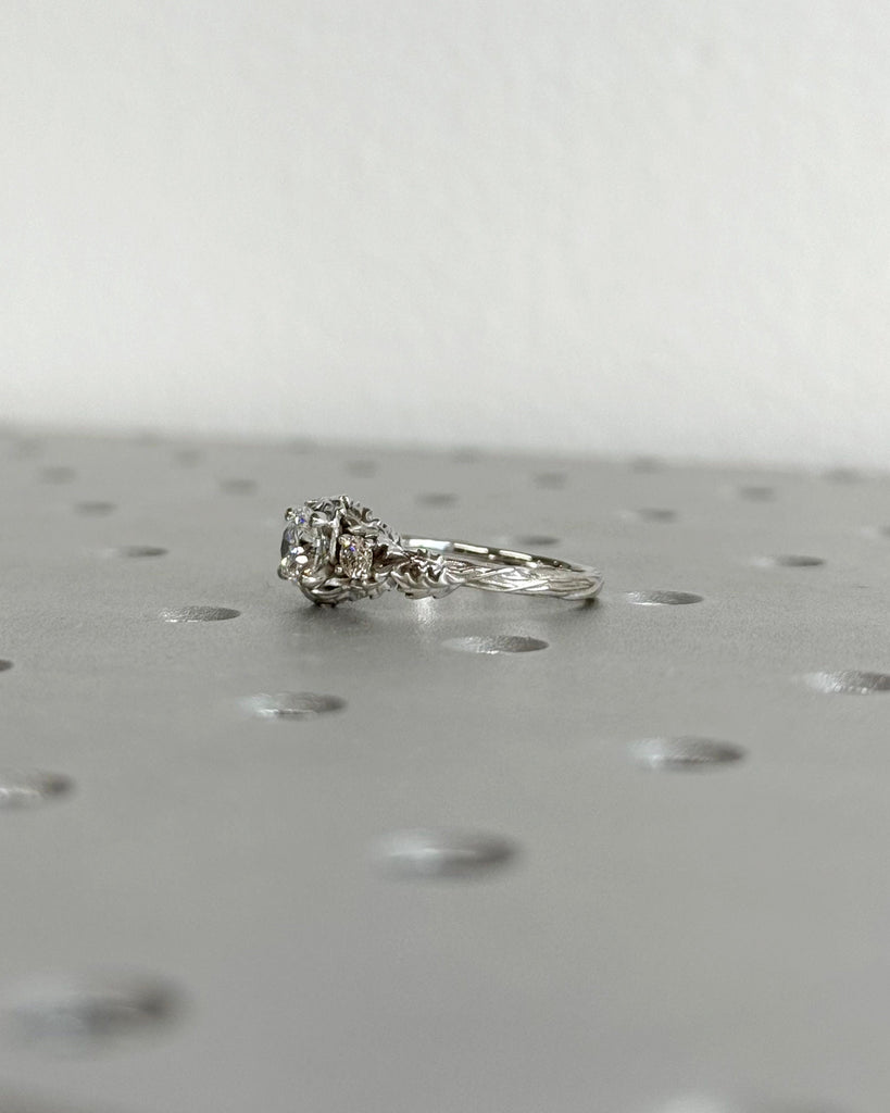 Nature inspired lab grown diamond bridal ring / Branch diamond engagement ring / Twig diamond engagement ring / Twig and Thistle Leaf Ring image #4