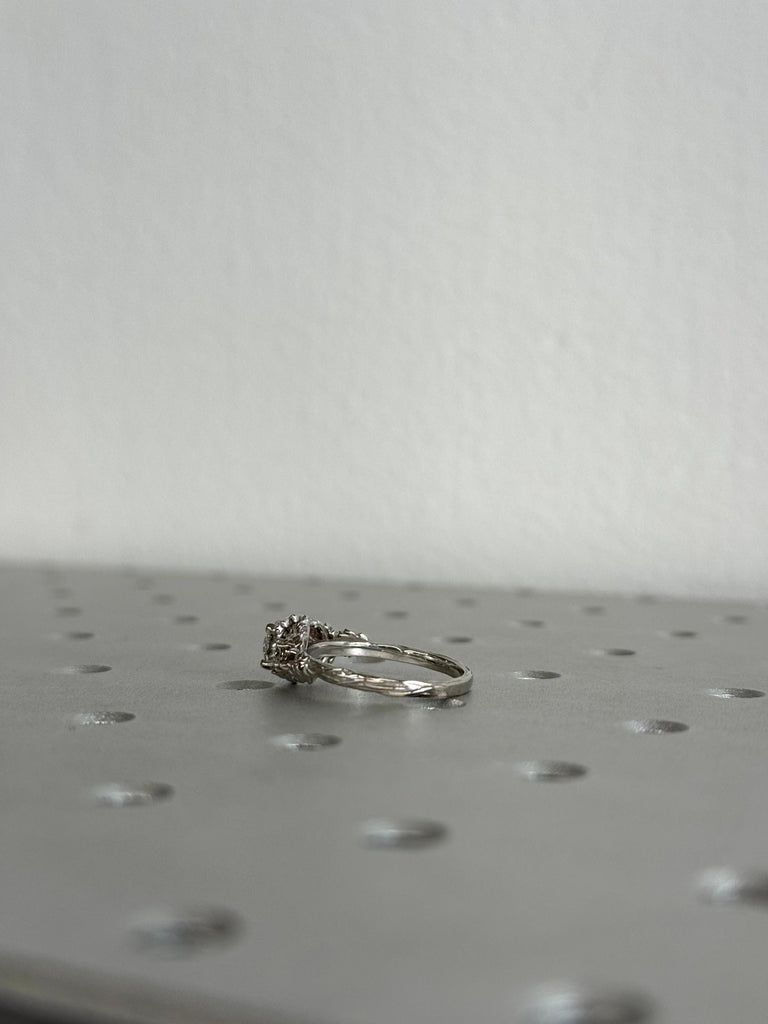 Nature inspired lab grown diamond bridal ring / Branch diamond engagement ring / Twig diamond engagement ring / Twig and Thistle Leaf Ring image #3