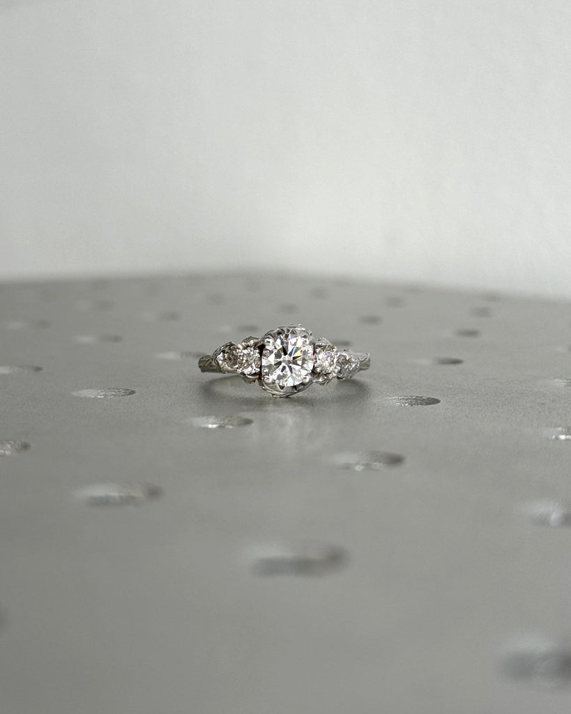 Nature inspired lab grown diamond bridal ring / Branch diamond engagement ring / Twig diamond engagement ring / Twig and Thistle Leaf Ring image #2