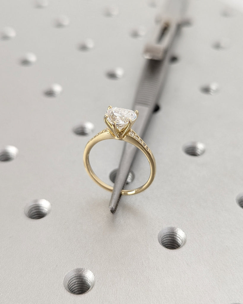 14K Solid Gold Engagement Ring / Heart Moissanite Diamond Wedding Ring / Moissanite Engagement Ring / Dainty Ring / Promise ring / Real Gold