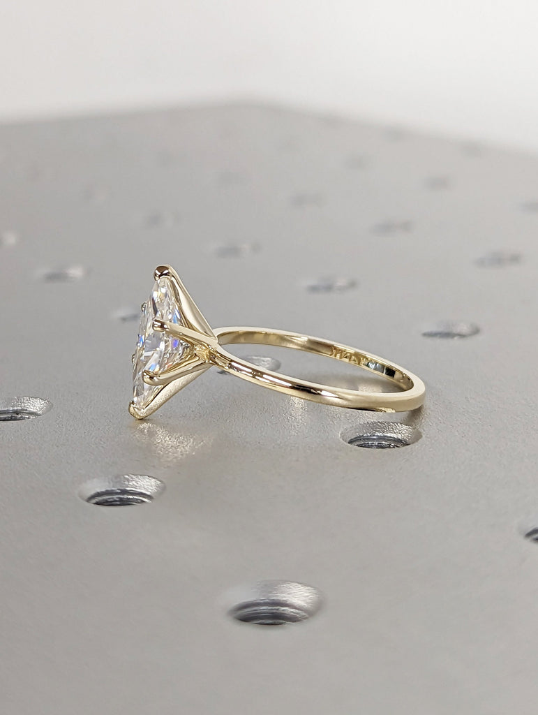 Certified Lab Created Diamond Solitaire Ring | Promise Anniversary Ring for Wife | 2ct Marquise cut Diamond | Solid Gold Engagement Ring