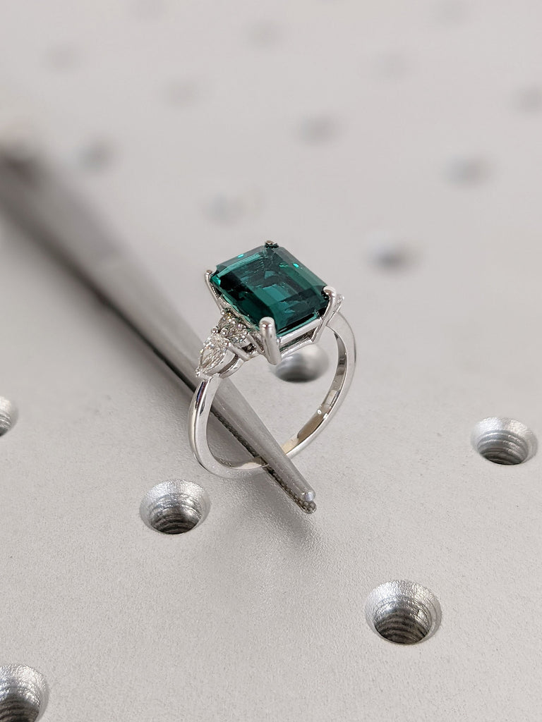 Lab Grown Emerald White Gold Promise Ring