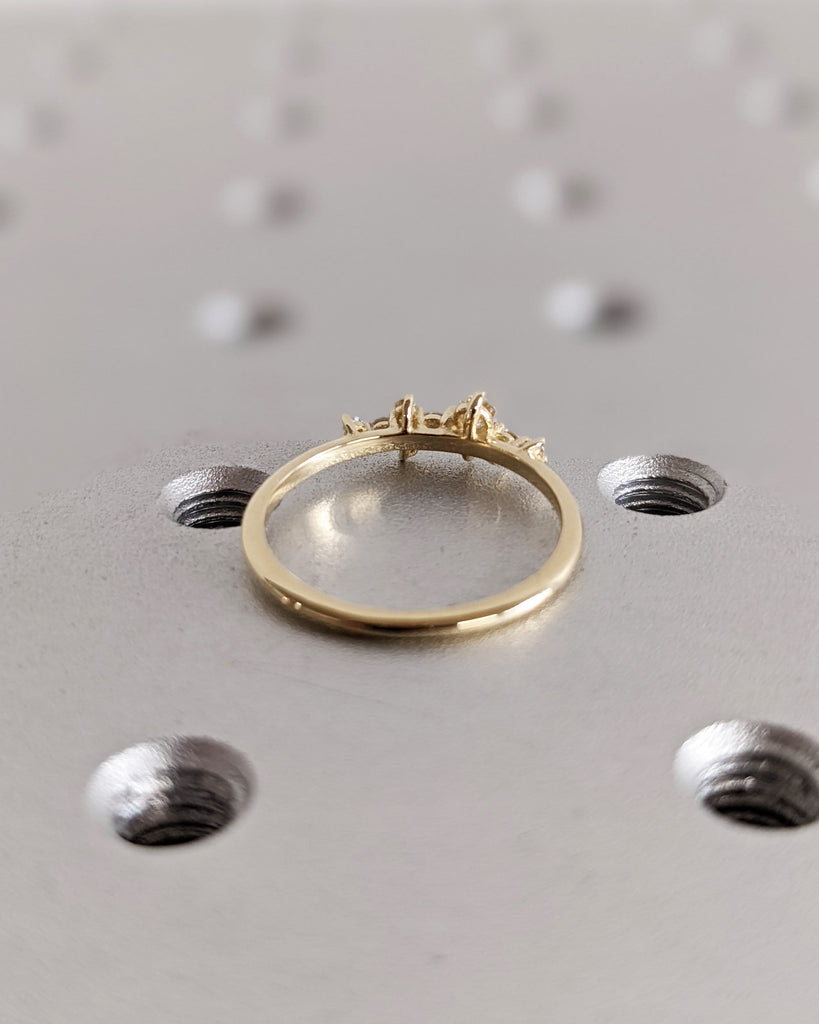 Cluster Ring in 14K Gold | Diamond Cluster Ring | Unique Diamond Stackable Ring | Diamond Wedding Band | Delicate Promise Ring Gift for Mom