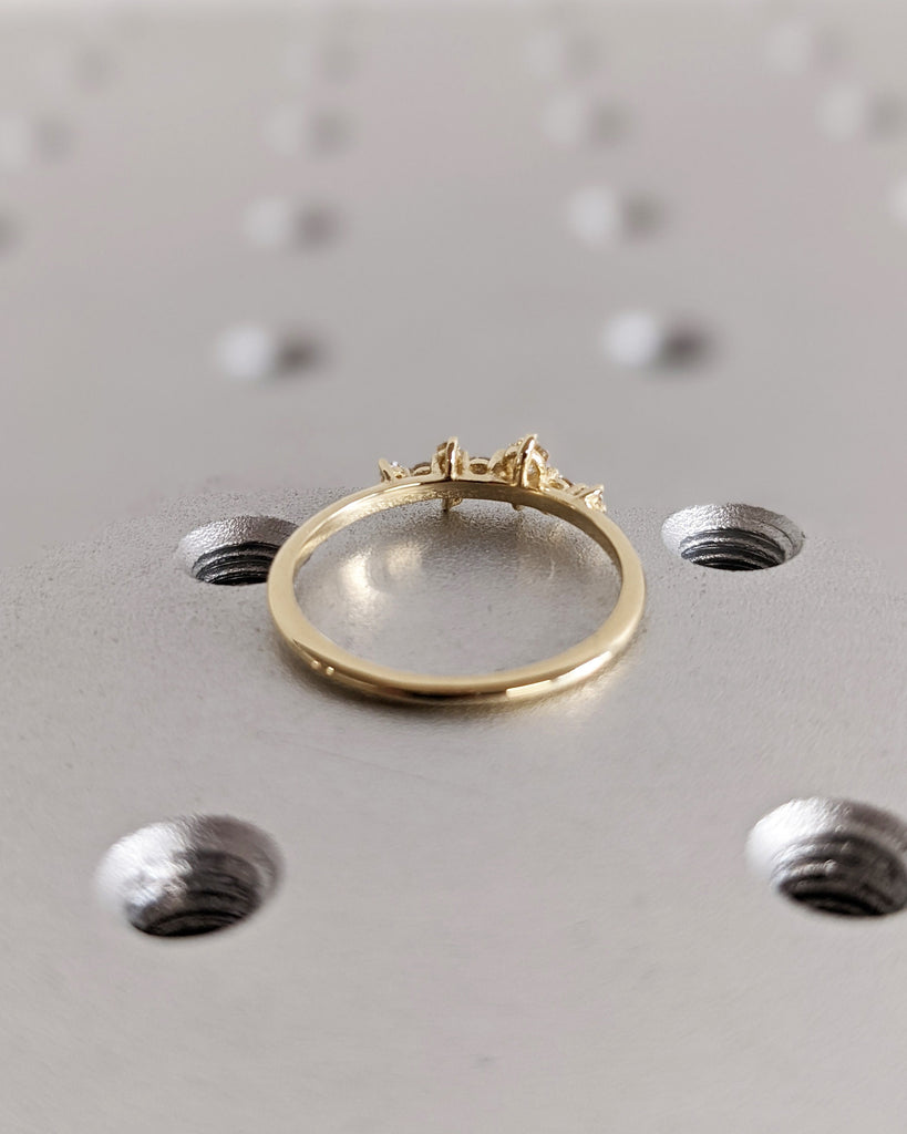 Unique Diamond Stackable Ring, Gift for Mom, Cluster Ring in 14K Gold, Diamond Cluster Ring, Dainty Diamond Wedding Band, Next Day Shipping