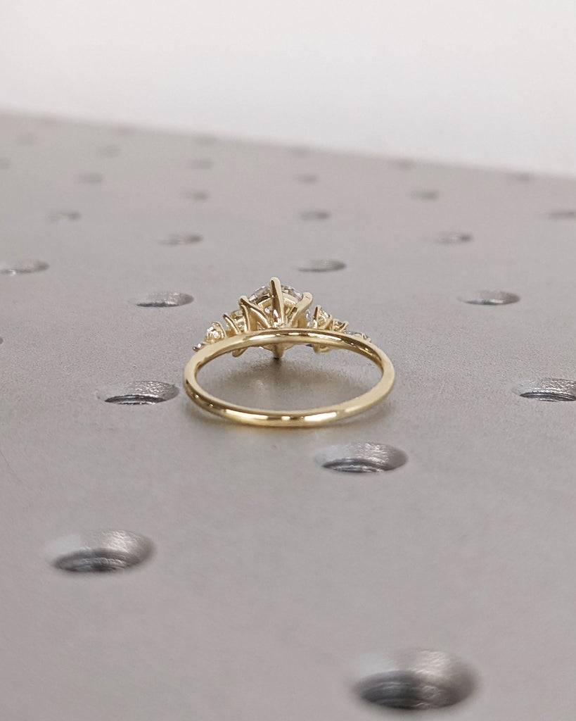 Round Cut Lab Diamond Ring Vintage Diamond Engagement Ring White Gold Unique Snowdrift 6 Prongs Engagement Ring Diamond Wedding Art Deco image #5