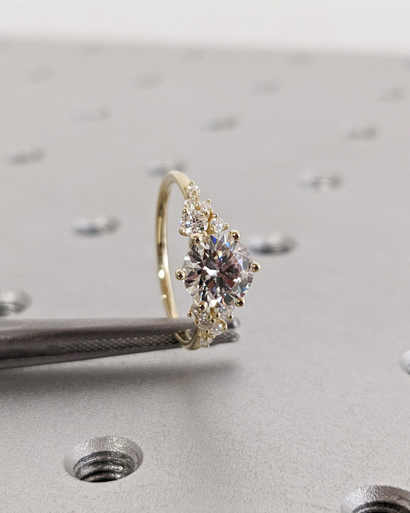 Round Cut Lab Diamond Ring Vintage Diamond Engagement Ring White Gold Unique Snowdrift 6 Prongs Engagement Ring Diamond Wedding Art Deco image #9