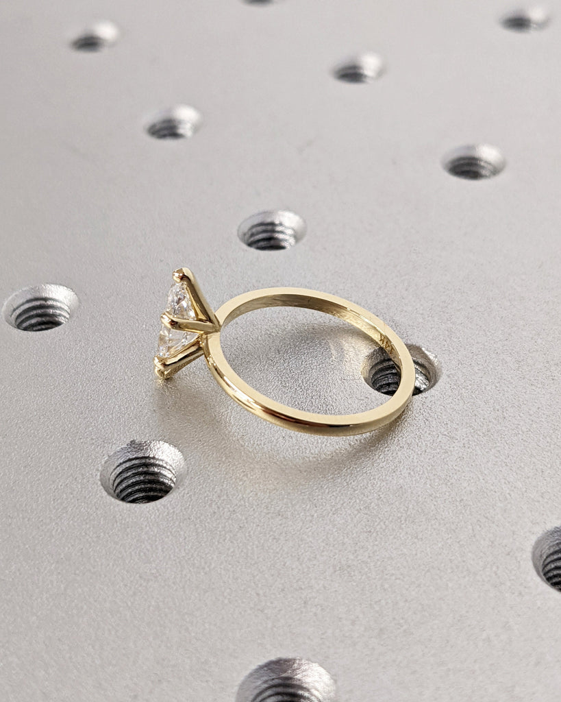 Marquise Engagement Ring, Marquise Lab Grown Diamond, Classic Solitaire Engagement Ring, Wedding Ring Anniversary Ring 14K Solid Yellow Gold image #4
