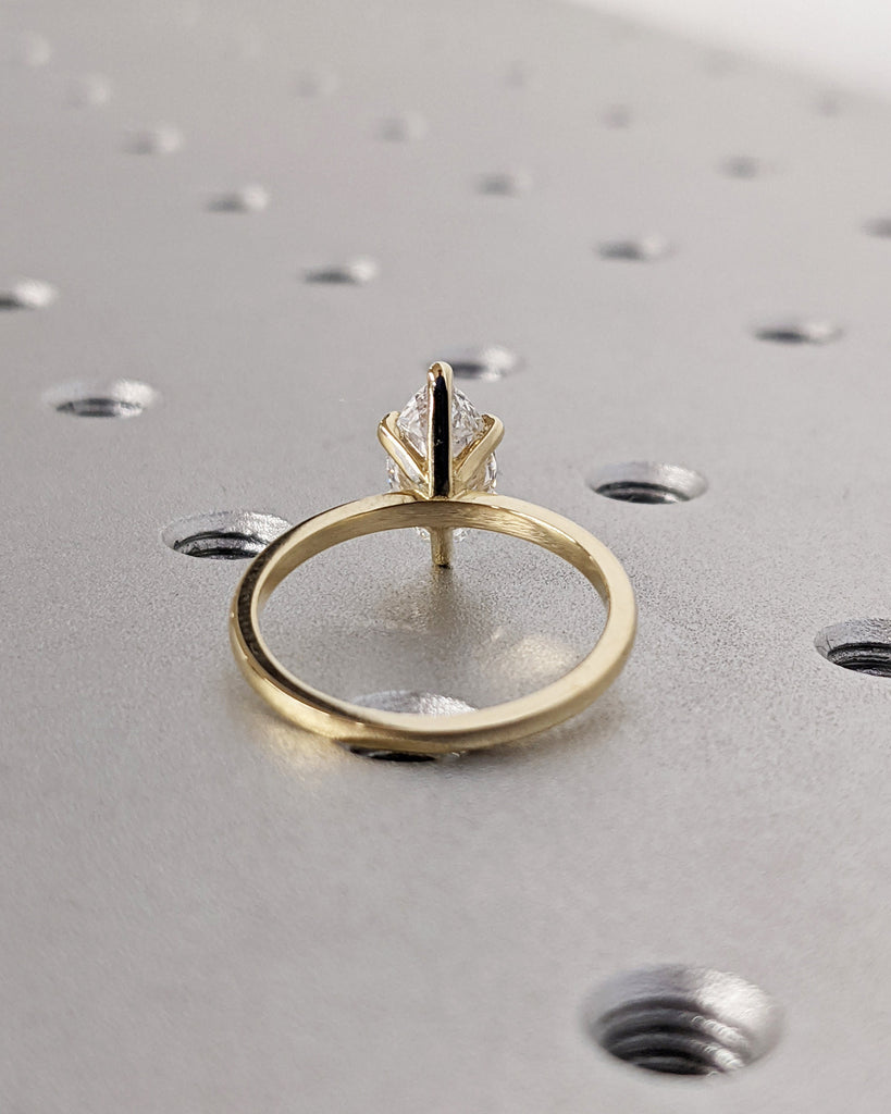 Marquise Engagement Ring, Marquise Lab Grown Diamond, Classic Solitaire Engagement Ring, Wedding Ring Anniversary Ring 14K Solid Yellow Gold image #5